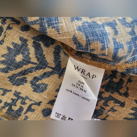 Wrap London Linen Green and Blue Abstract Blouse - Picture 8 of 10